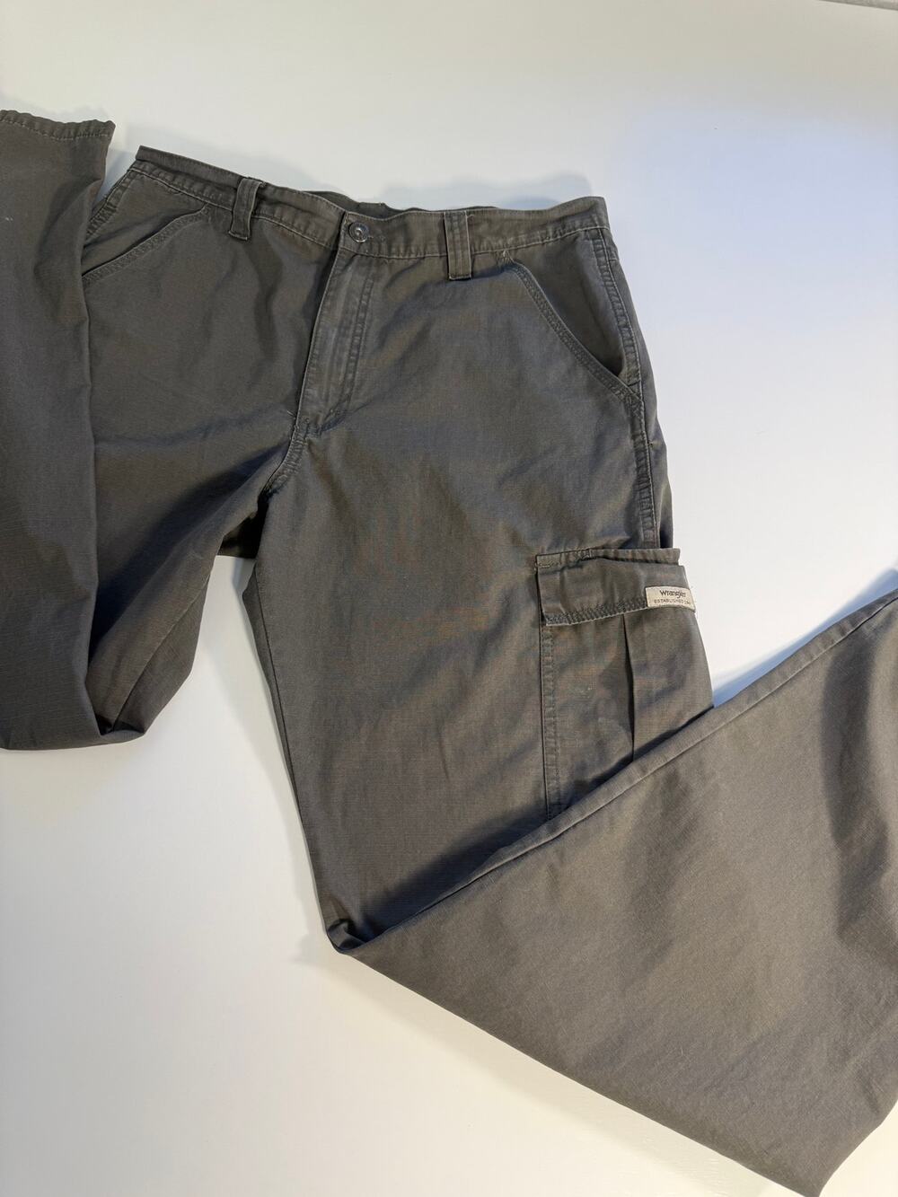 Wranger Mens Gray Cargo Pants Ripstop Utility Workwear Straight Leg 33/34